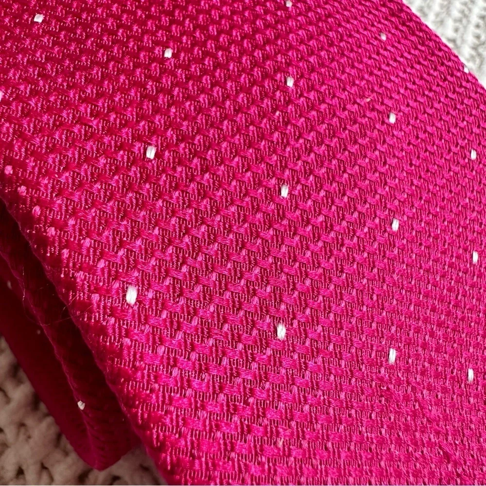 CHARLES TYRWHITT Spot Tie Pink & White Woven 100% Silk Tie Men’s London Trendy